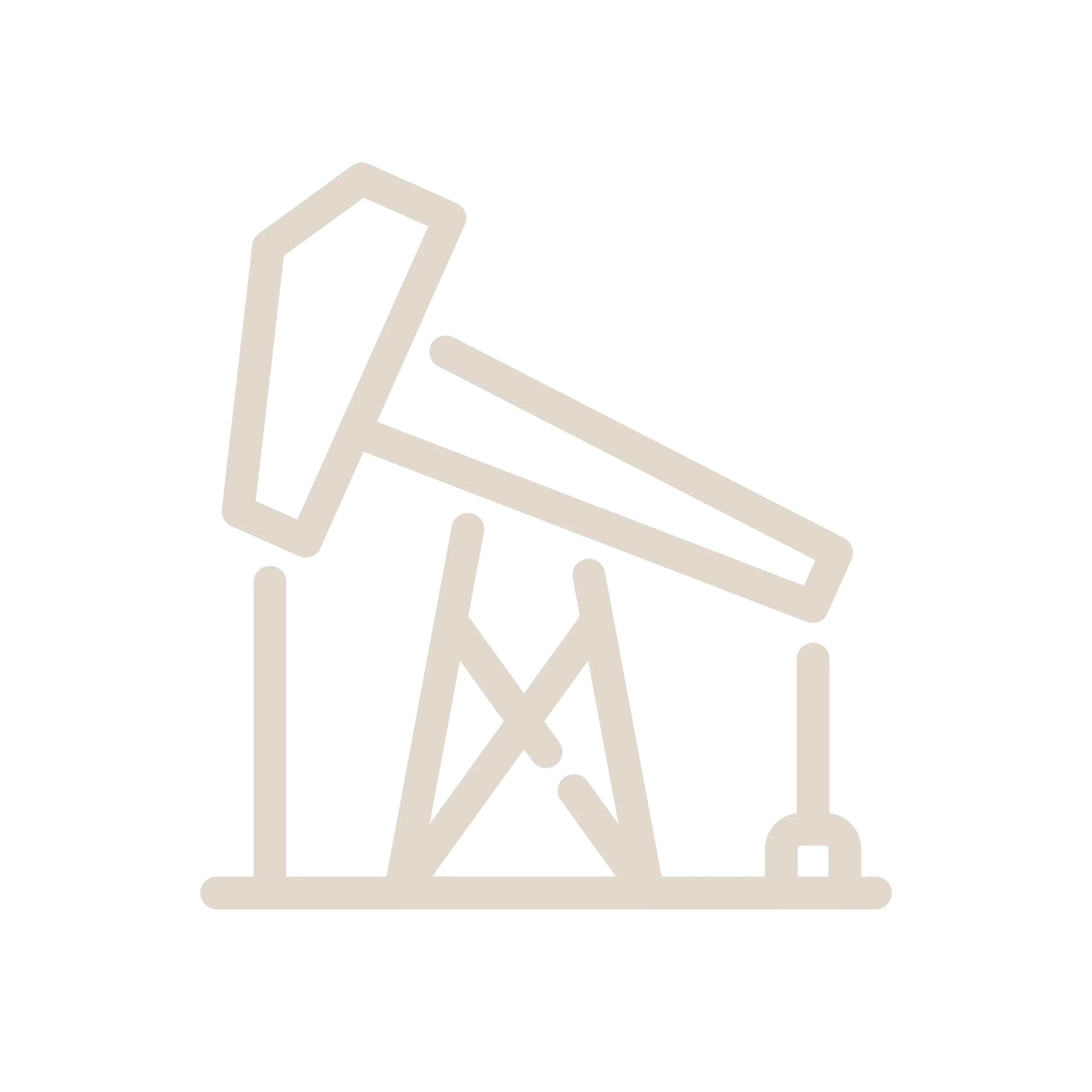 Line art of an oil pumpjack set against a black background, capturing the essence of Upland Exploration's pioneering spirit.