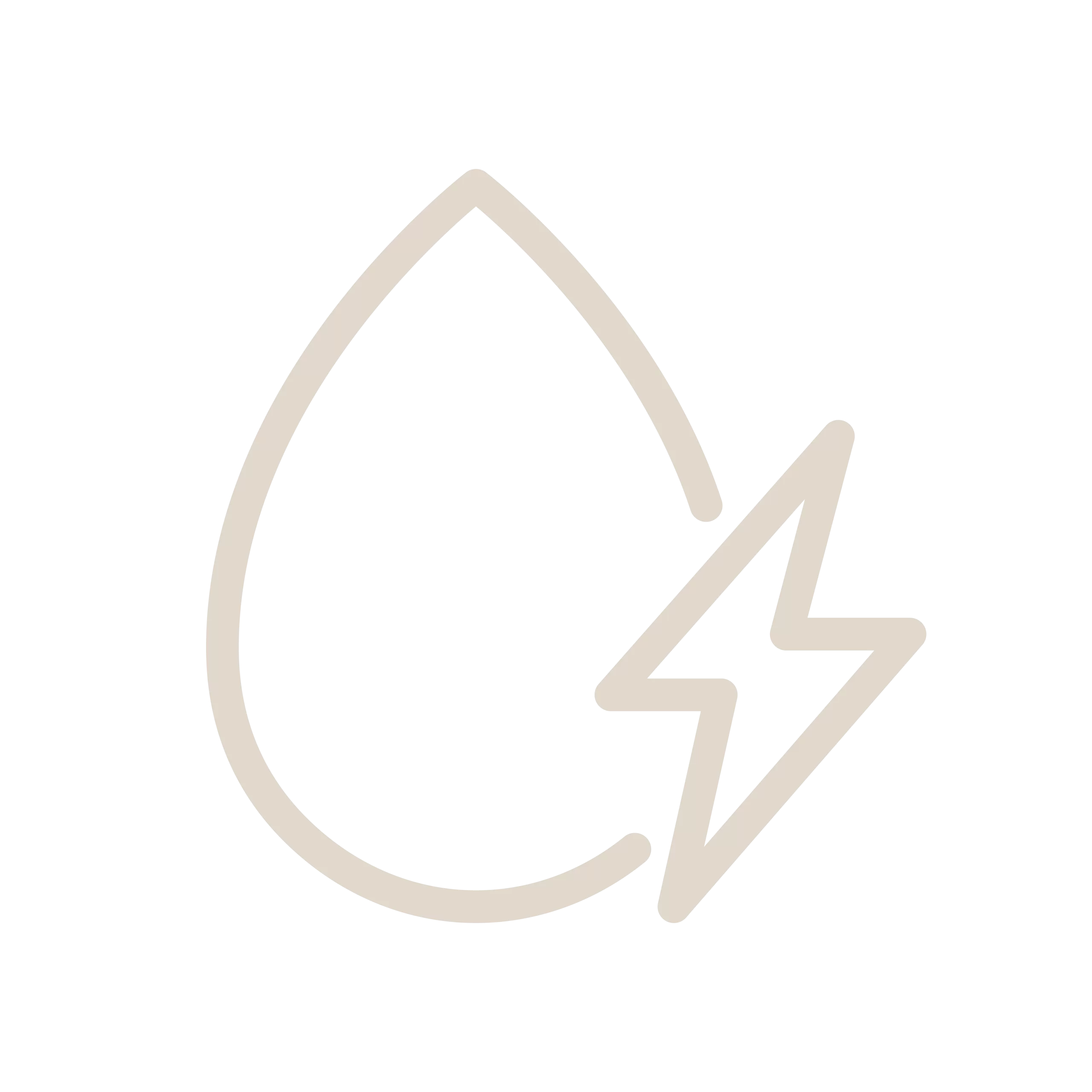 A water droplet outline with an electric bolt symbol inside, representing the innovative spirit of upland exploration in hydroelectric energy.
